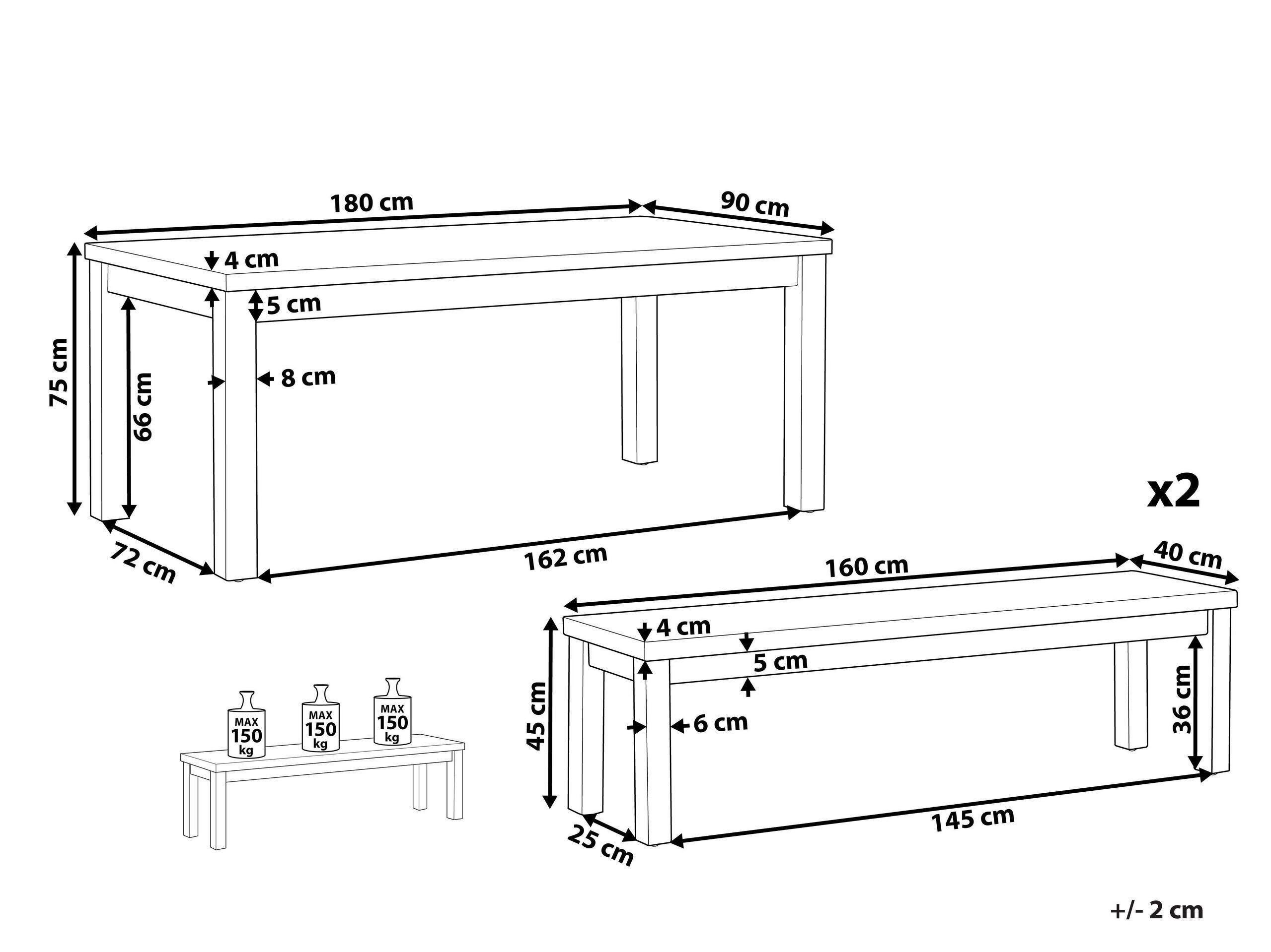 Beliani Tisch mit Bank aus Faserzement Industriell OSTUNI  