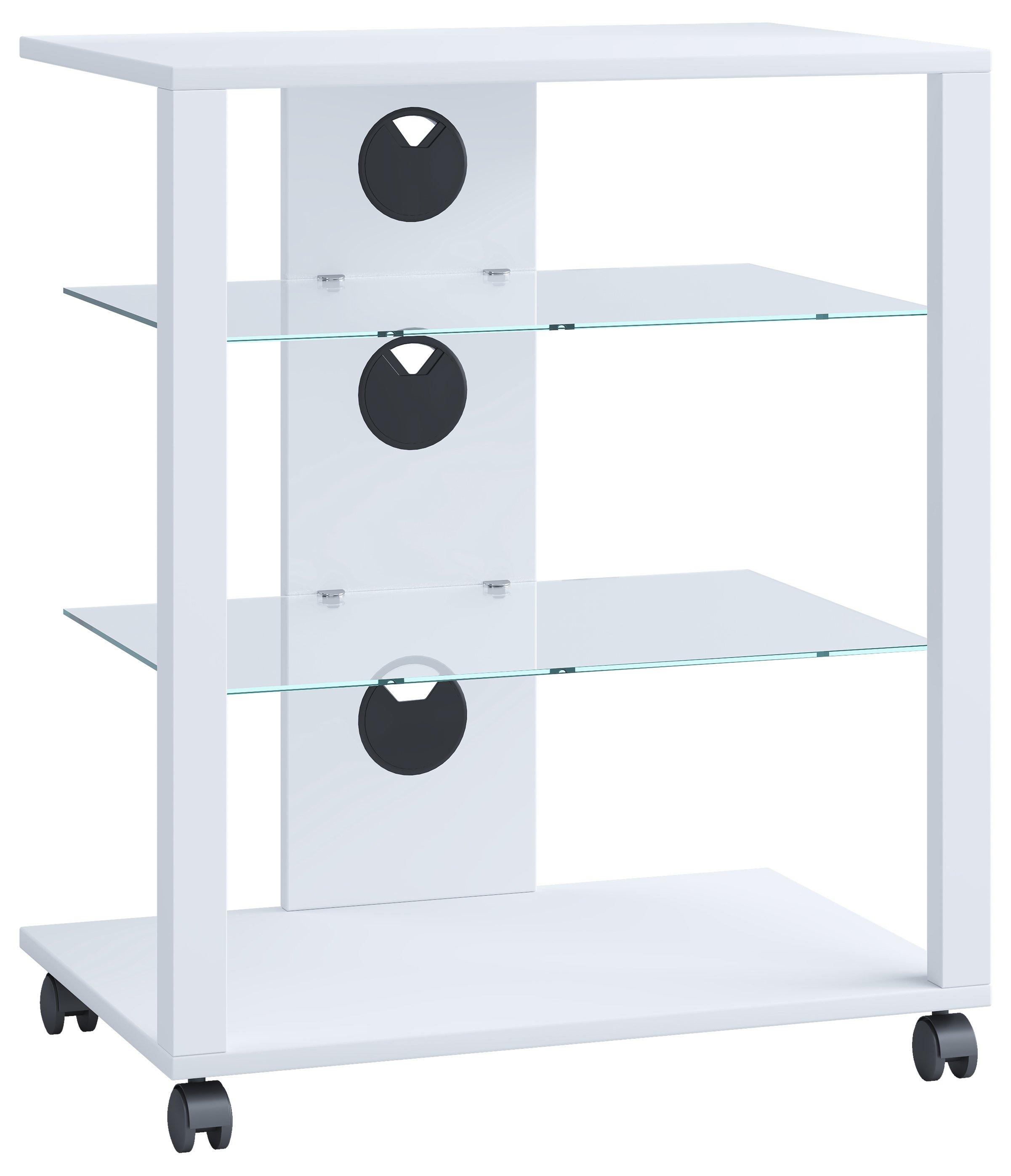 VCM  Meubles Hifi Racks Armoire Phono mobile Etagère en verre à roulettes Phono Mediaregal Folas 