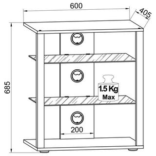 VCM  Meubles Hifi Racks Armoire Phono mobile Etagère en verre à roulettes Phono Mediaregal Folas 