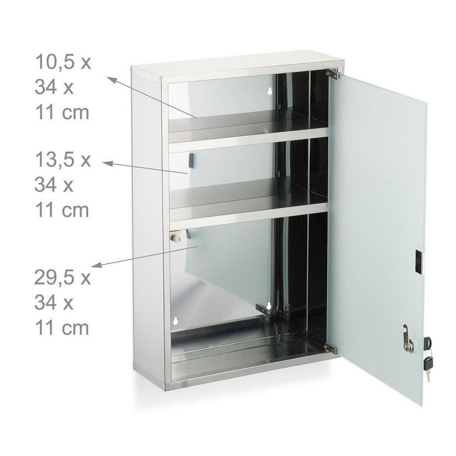 Northix Medikamentenschrank, abschließbar, 3 Fächer  