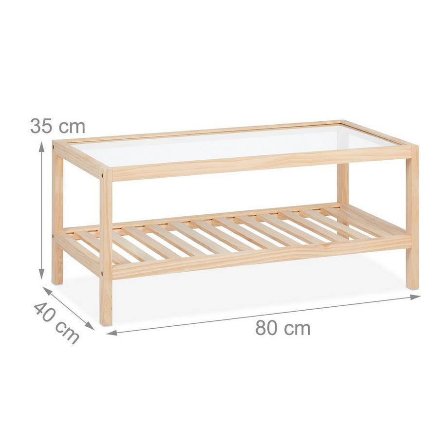 Northix Couchtisch mit Glasplatte  