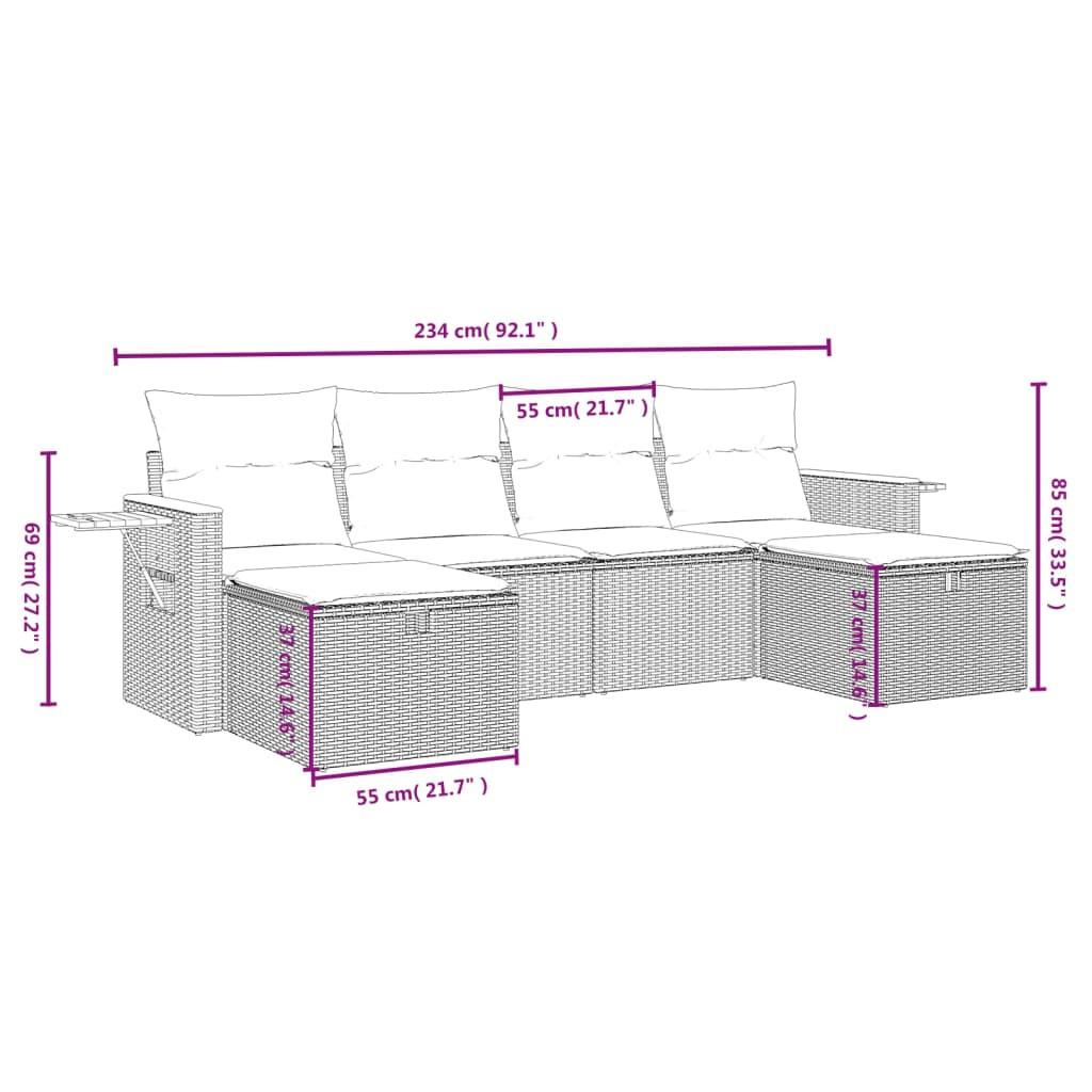 VidaXL set divano da giardino Polirattan  