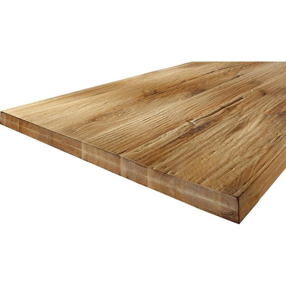mutoni Massivholztisch 180x90 - Akazie natur - Metall silber - mit Baumkante  