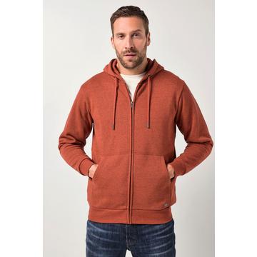 Giacchetta di felpa con cappuccio, zip e tasca a marsupio, fino alla tg. 8XL