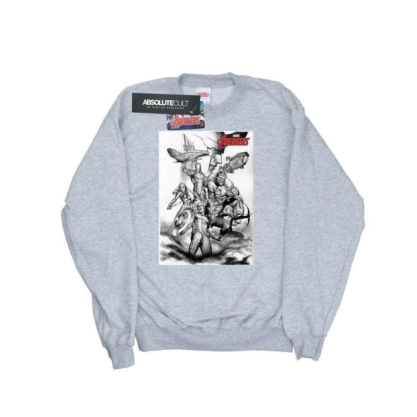 Image of Avengers Assemble Team Sketch Sweatshirt Herren Grau L