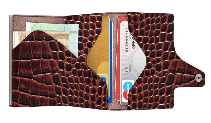 AVIATOR Wallet C&S Coin Pocket Croco marrone, argento  