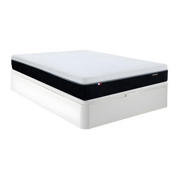 Ensemble 140 x 190 cm sommier coffre blanc + matelas anti-feu ressorts ensachés 7 zones et mémoire de forme ép.29cm - SIVA de YSMÉE