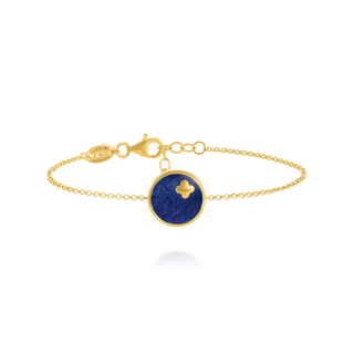 Charles Garnier  LEGENDE-Armband mit rundem Anhänger und Kleeblatt aus Lapislazuli und goldenem Silber 