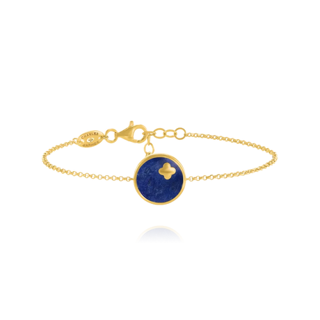 Charles Garnier  LEGENDE-Armband mit rundem Anhänger und Kleeblatt aus Lapislazuli und goldenem Silber 