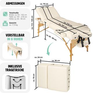 Tectake Table de massage Somwang 3 zones avec rembourrage de 7,5cm et châssis en bois  