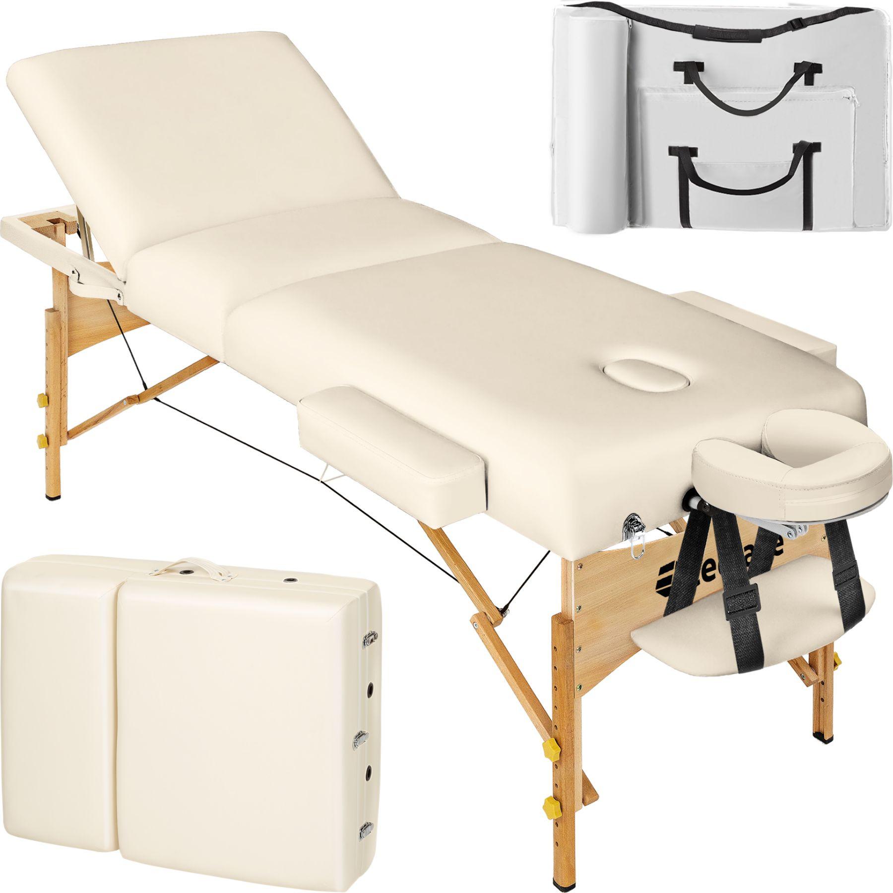 Tectake Table de massage Somwang 3 zones avec rembourrage de 7,5cm et châssis en bois  