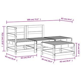 VidaXL set mobili da giardino Legno di pino  