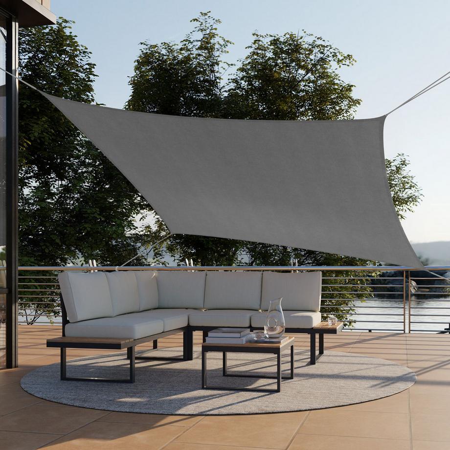 Tectake Sonnensegel Sunny HDPE mit 185 g/m² und 87 % UV-Schutz wasserabweisend, atmungsaktiv und reißfest  