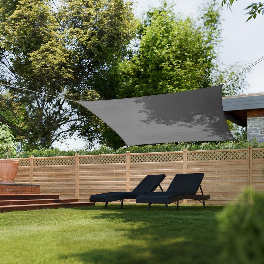 Tectake Sonnensegel Sunny HDPE mit 185 g/m² und 87 % UV-Schutz wasserabweisend, atmungsaktiv und reißfest  