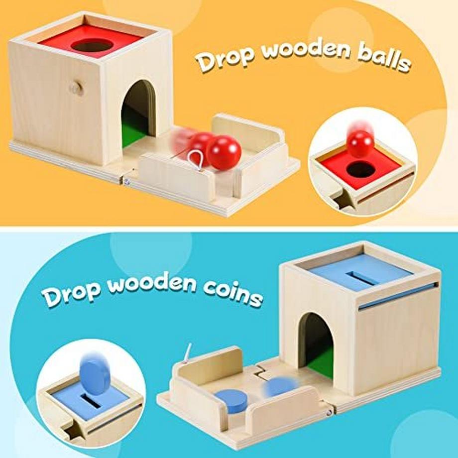 Activity-board  Motorikspielzeug ab 1 Jahr | 4 in 1 Münzbox, Ball Drop, Wurmspielzeug Fangen, Karottenernte 