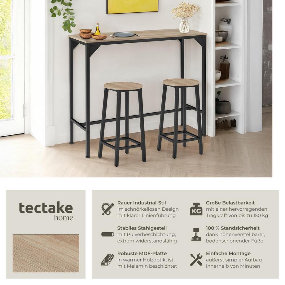 Tectake Bartisch Kerry Industrial Style Holz und Stahl  