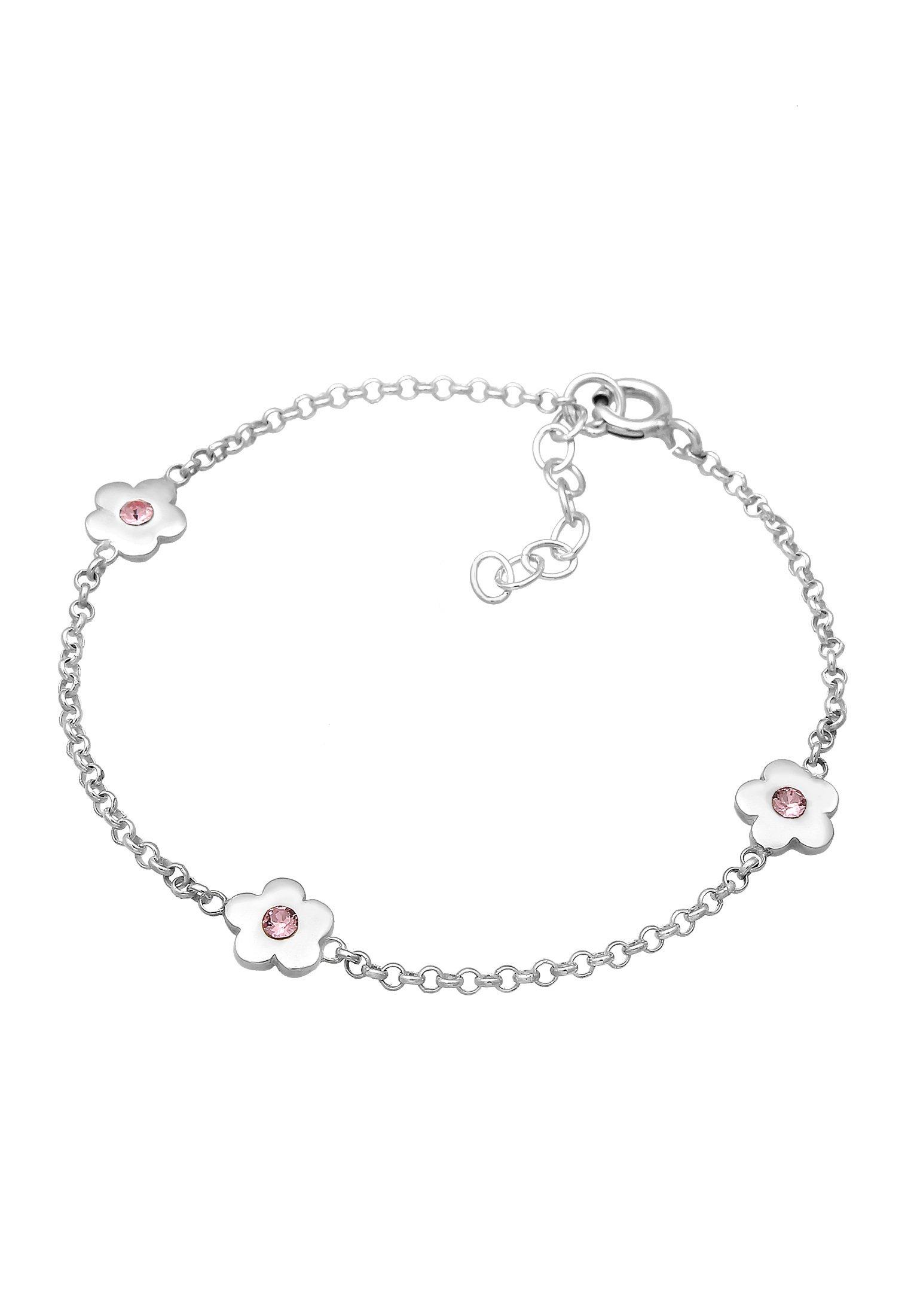 Elli  Bracelet Enfants Fleurs Filigrane Avec Cristaux Rose 