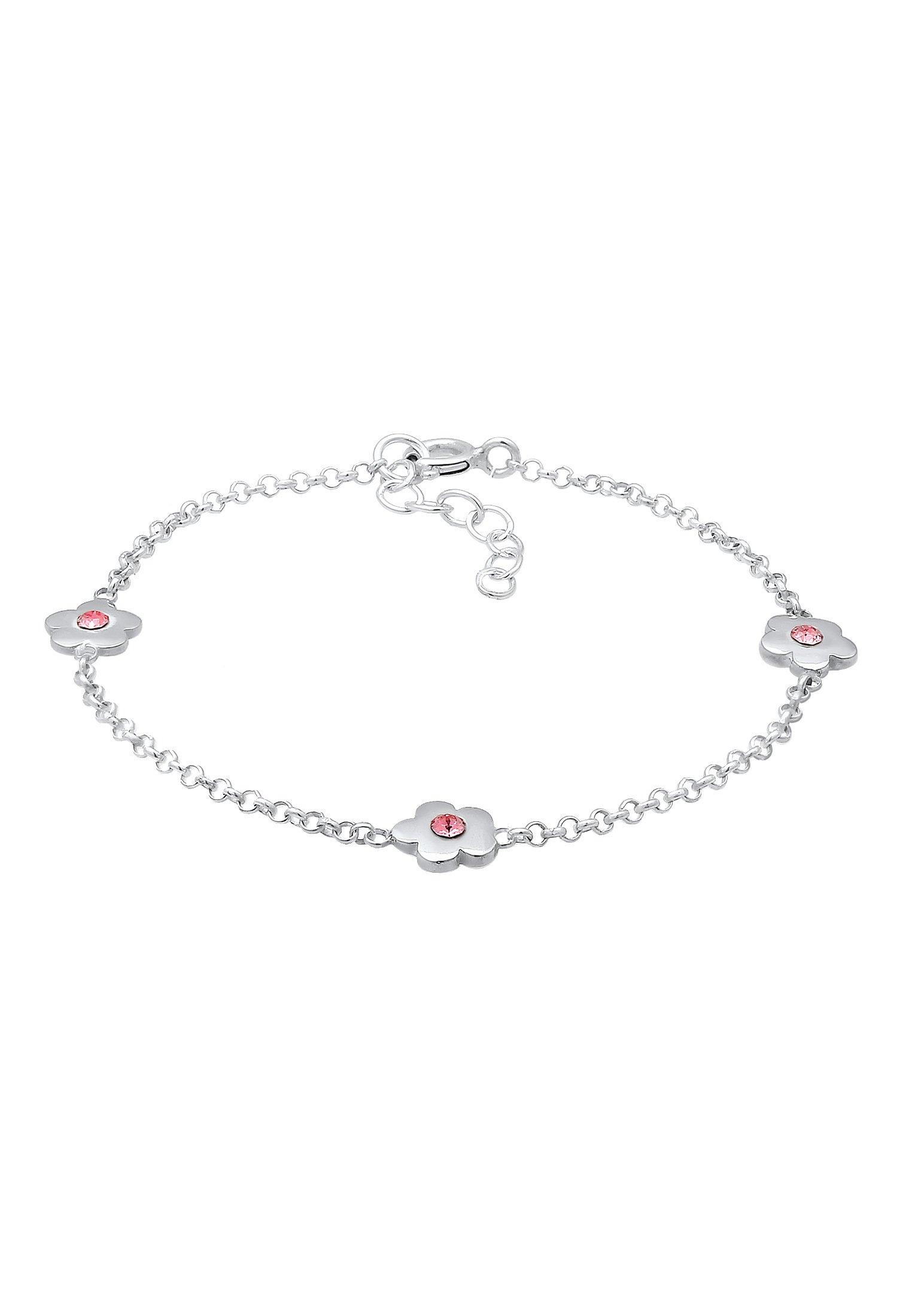 Elli  Bracelet Enfants Fleurs Filigrane Avec Cristaux Rose 