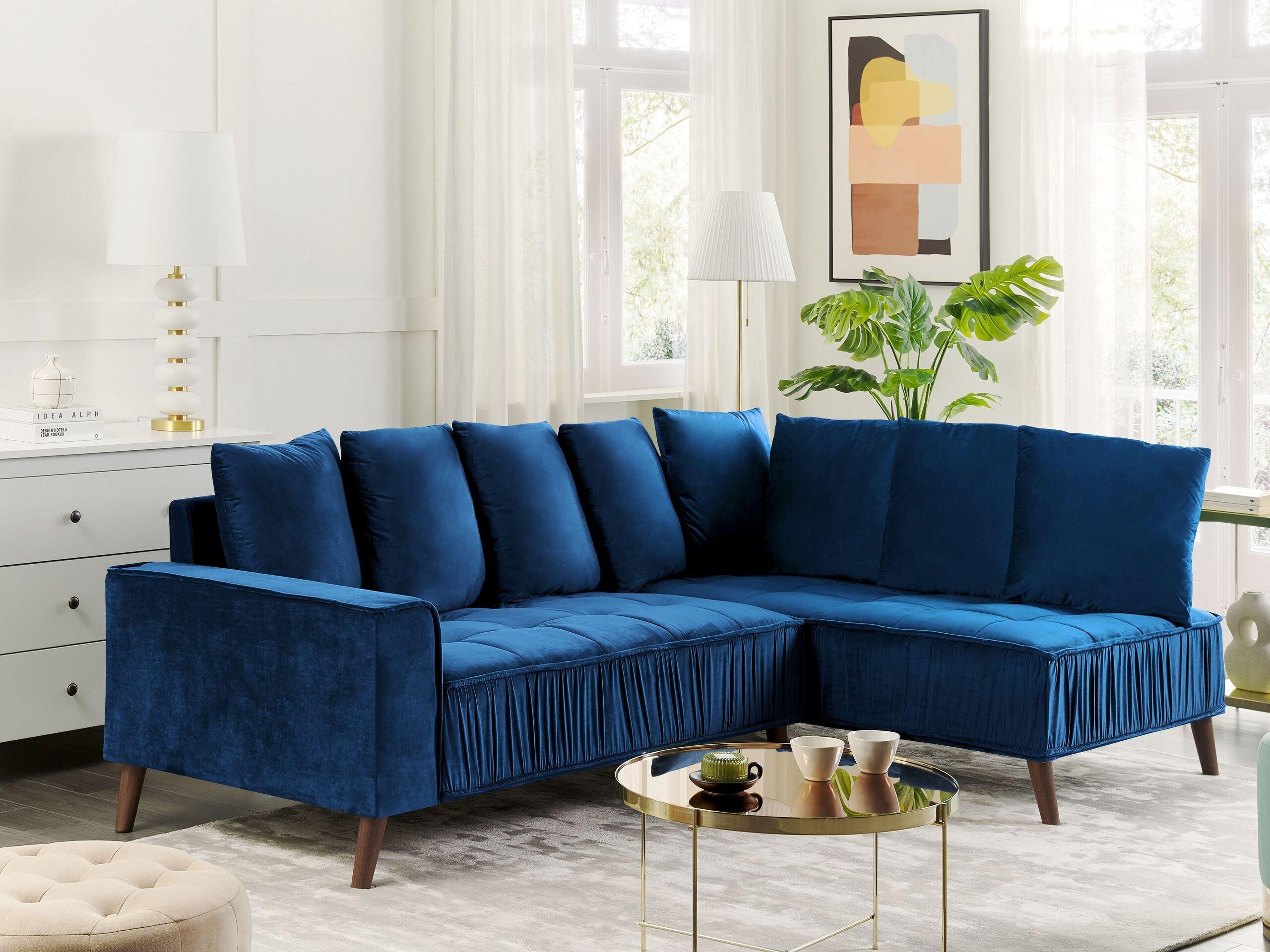 Beliani Ecksofa aus Samtstoff Modern GRENA  