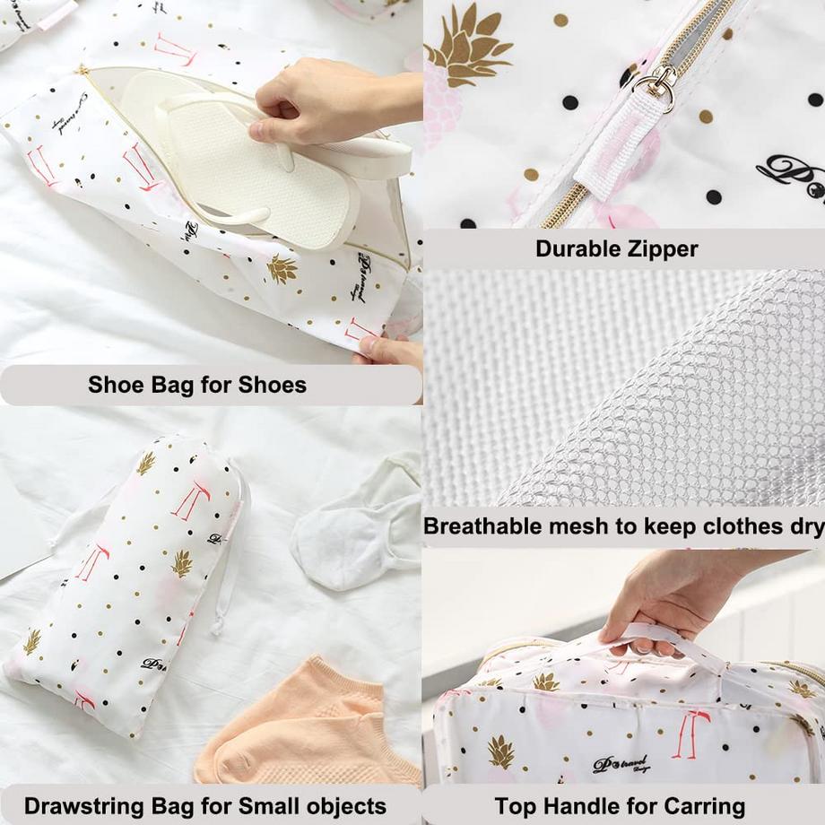 Only-bags.store 6-teiliges ultraleichtes Reise-Organizer-Set Pink  