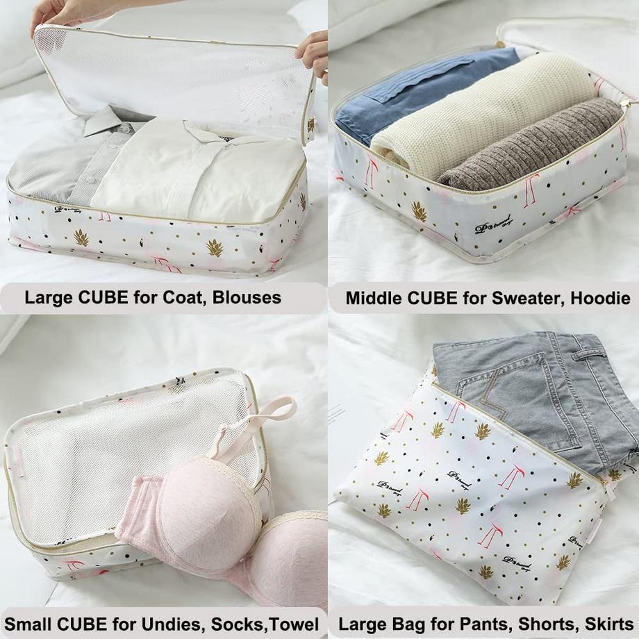 Only-bags.store 6-teiliges ultraleichtes Reise-Organizer-Set Pink  