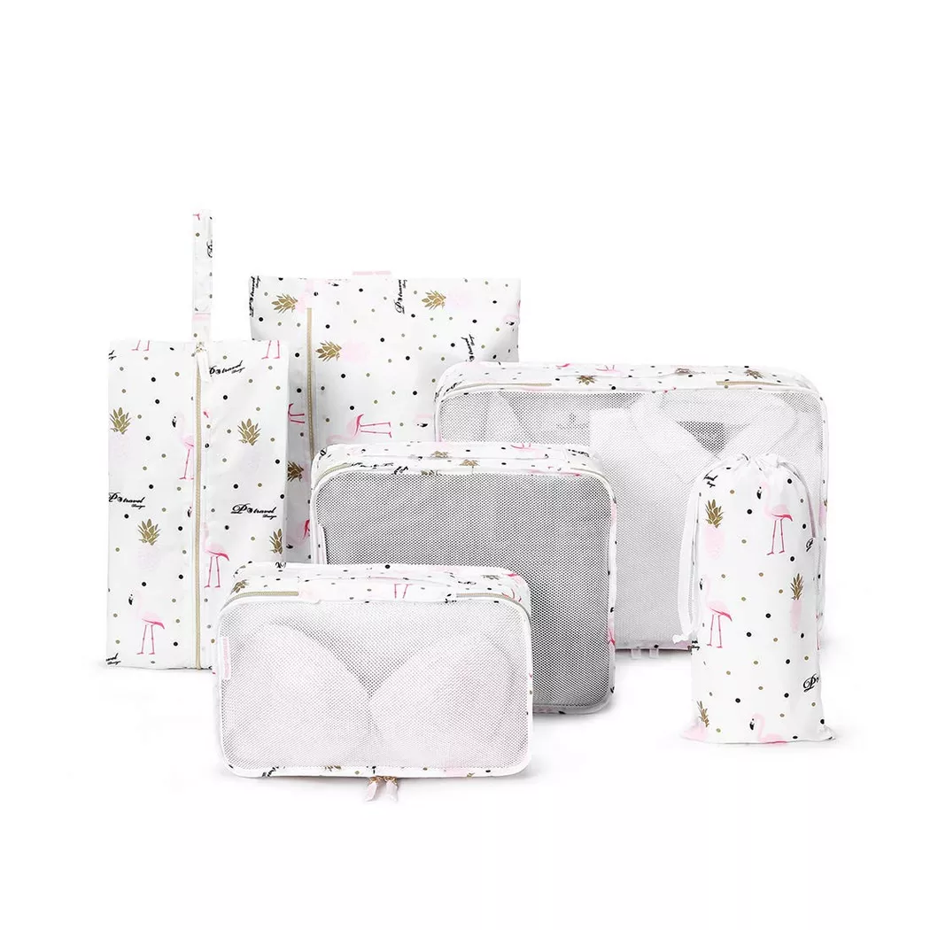 Only-bags.store - Kleidersack-Set, 6-teilige Koffertasche, ultraleichtes Koffer-Organizer-Set für Reisen, Duffle, Handgepäck und Rucksäcke Pink, One Size, Offwhite