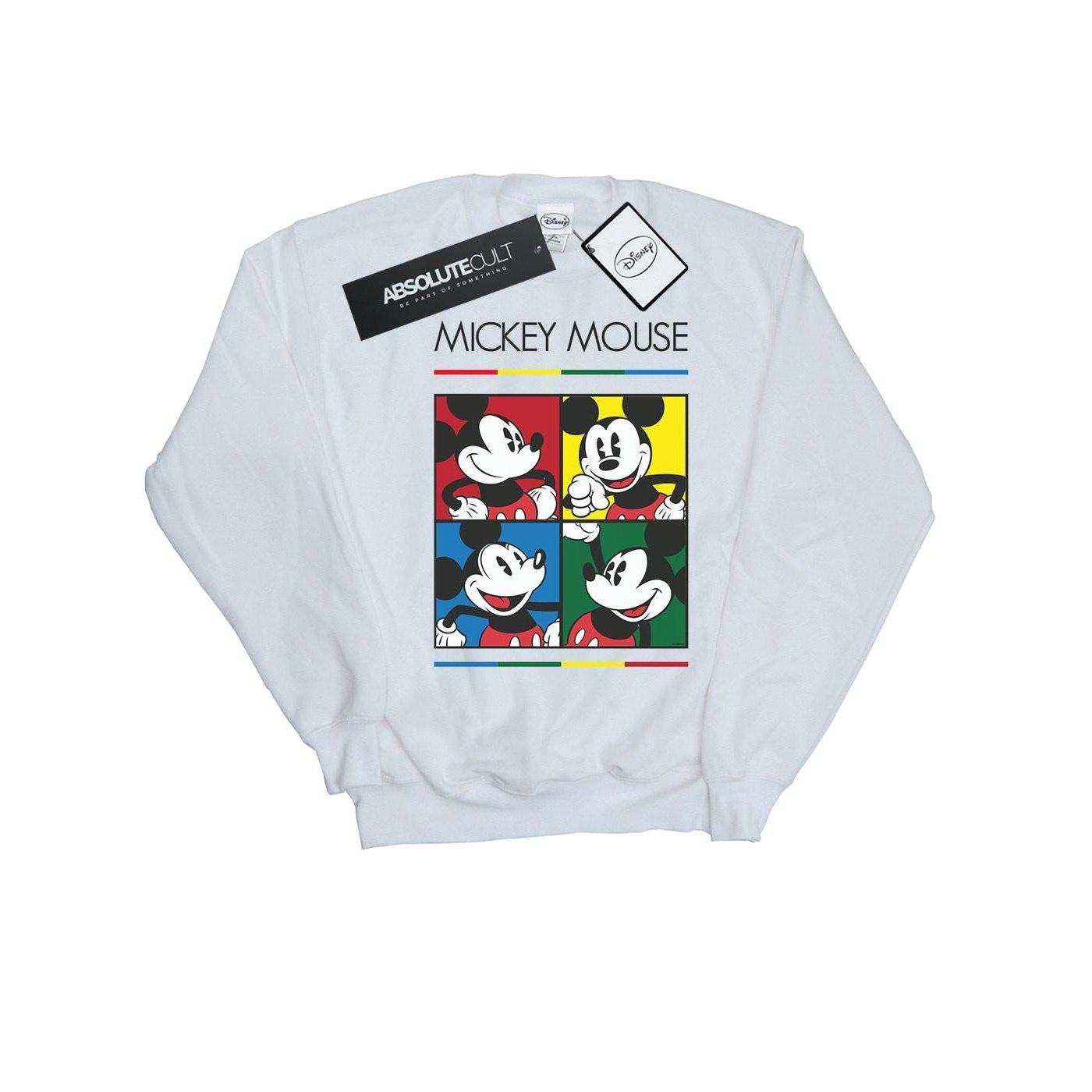Image of Mickey Mouse Square Colour Sweatshirt Unisex Weiss 152-158
