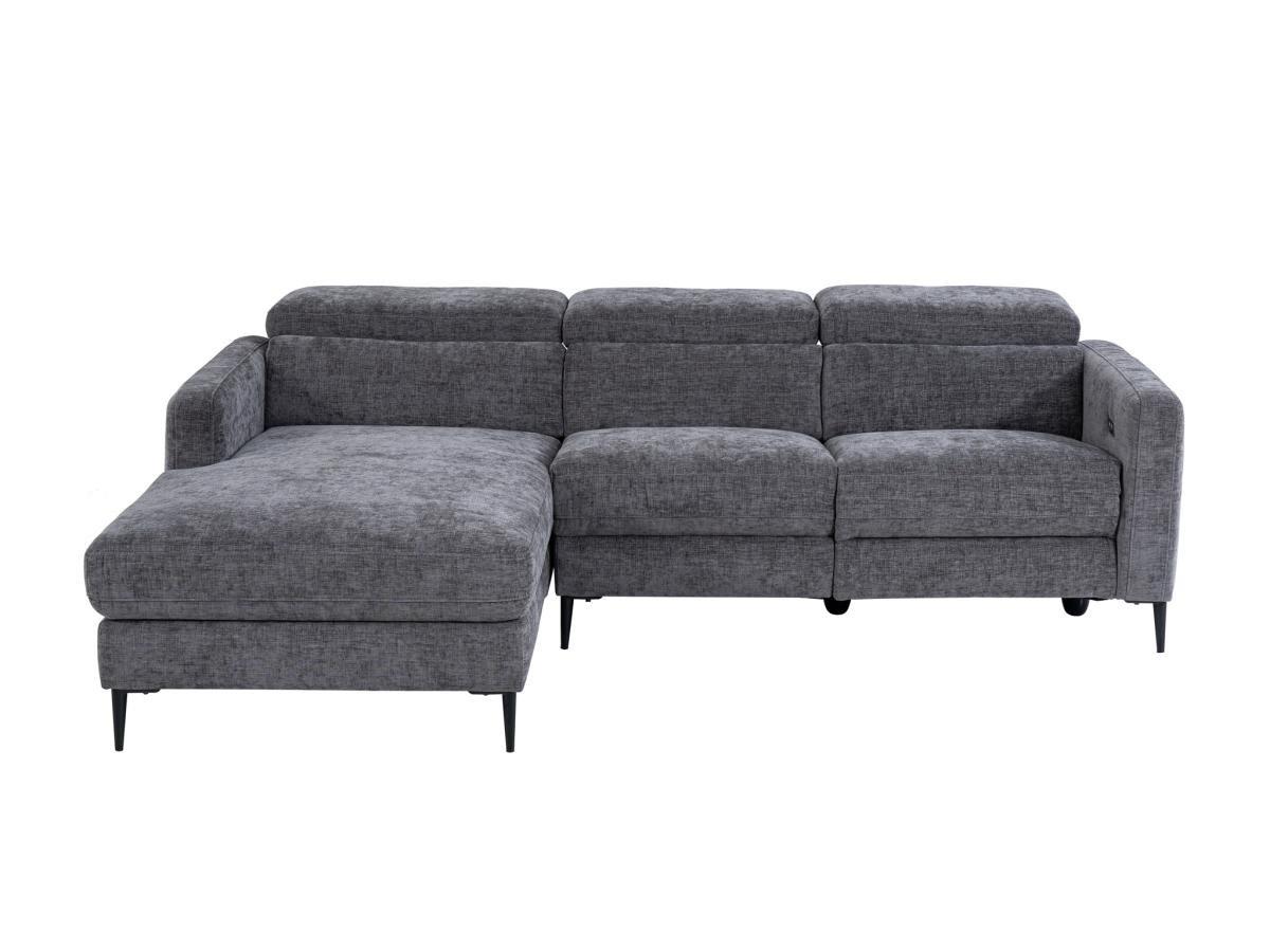 Vente-unique Eckrelaxsofa elektrisch - Ecke links - Stoff - Anthrazitgrau - FUSETA  