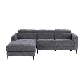 Vente-unique Eckrelaxsofa elektrisch - Ecke links - Stoff - Anthrazitgrau - FUSETA  