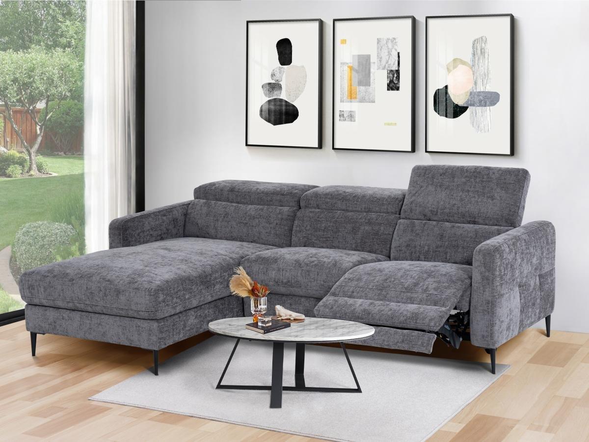 Vente-unique Eckrelaxsofa elektrisch - Ecke links - Stoff - Anthrazitgrau - FUSETA  