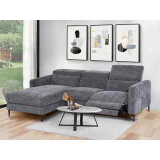 Vente-unique Eckrelaxsofa elektrisch - Ecke links - Stoff - Anthrazitgrau - FUSETA  