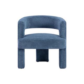 Vente-unique Fauteuil en tissu texturé bleu FONTANOVA  