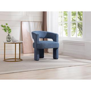 Vente-unique Fauteuil en tissu texturé bleu FONTANOVA  