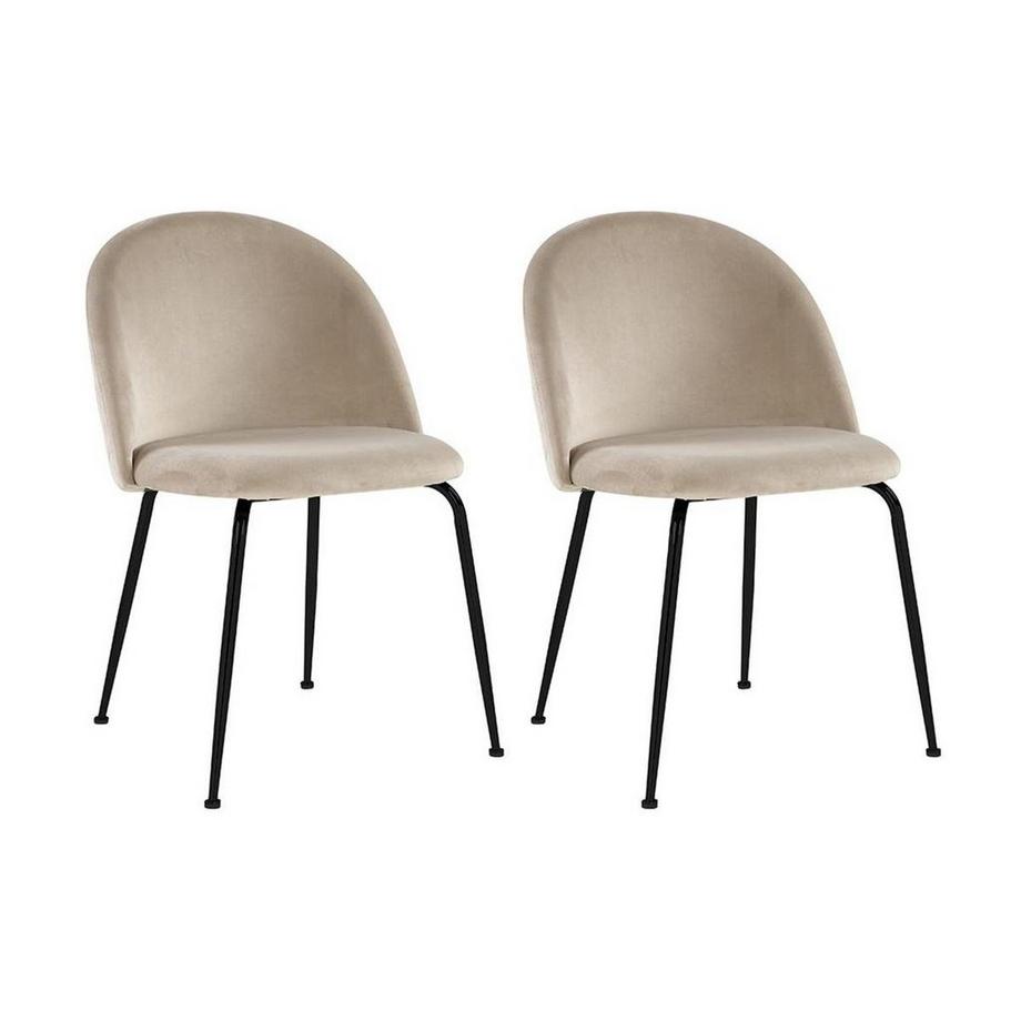 Vente-unique Lot de 2 chaises MELBOURNE Velours métal mat  