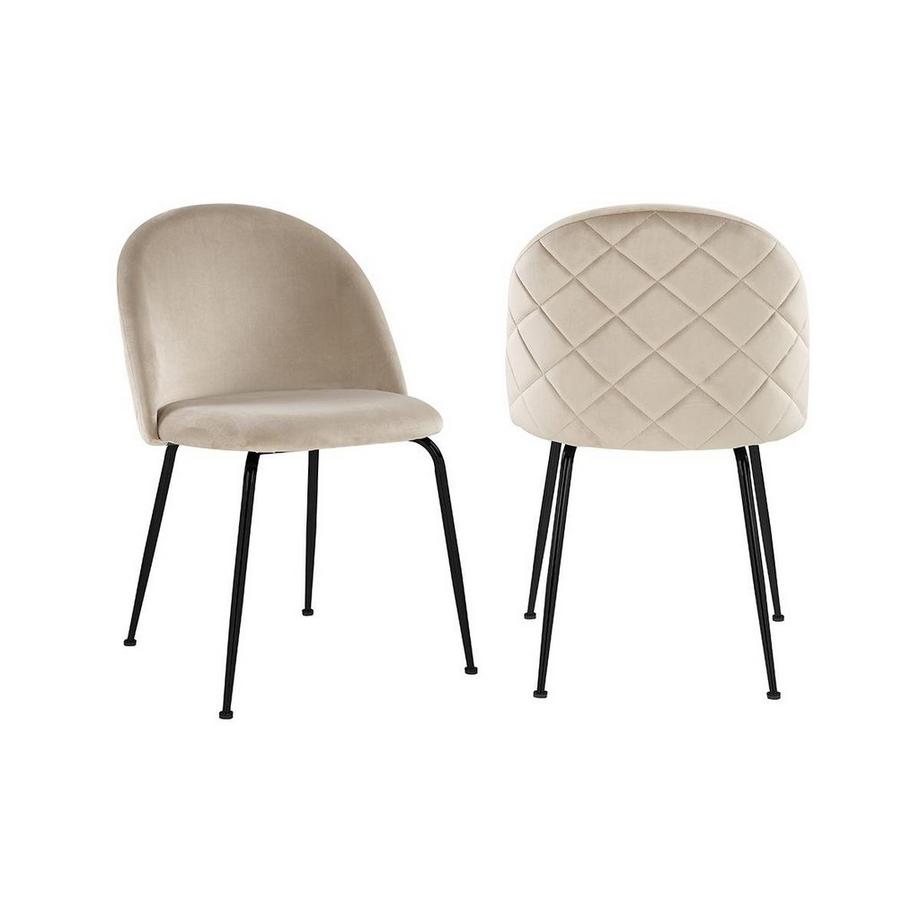 Vente-unique Lot de 2 chaises MELBOURNE Velours métal mat  