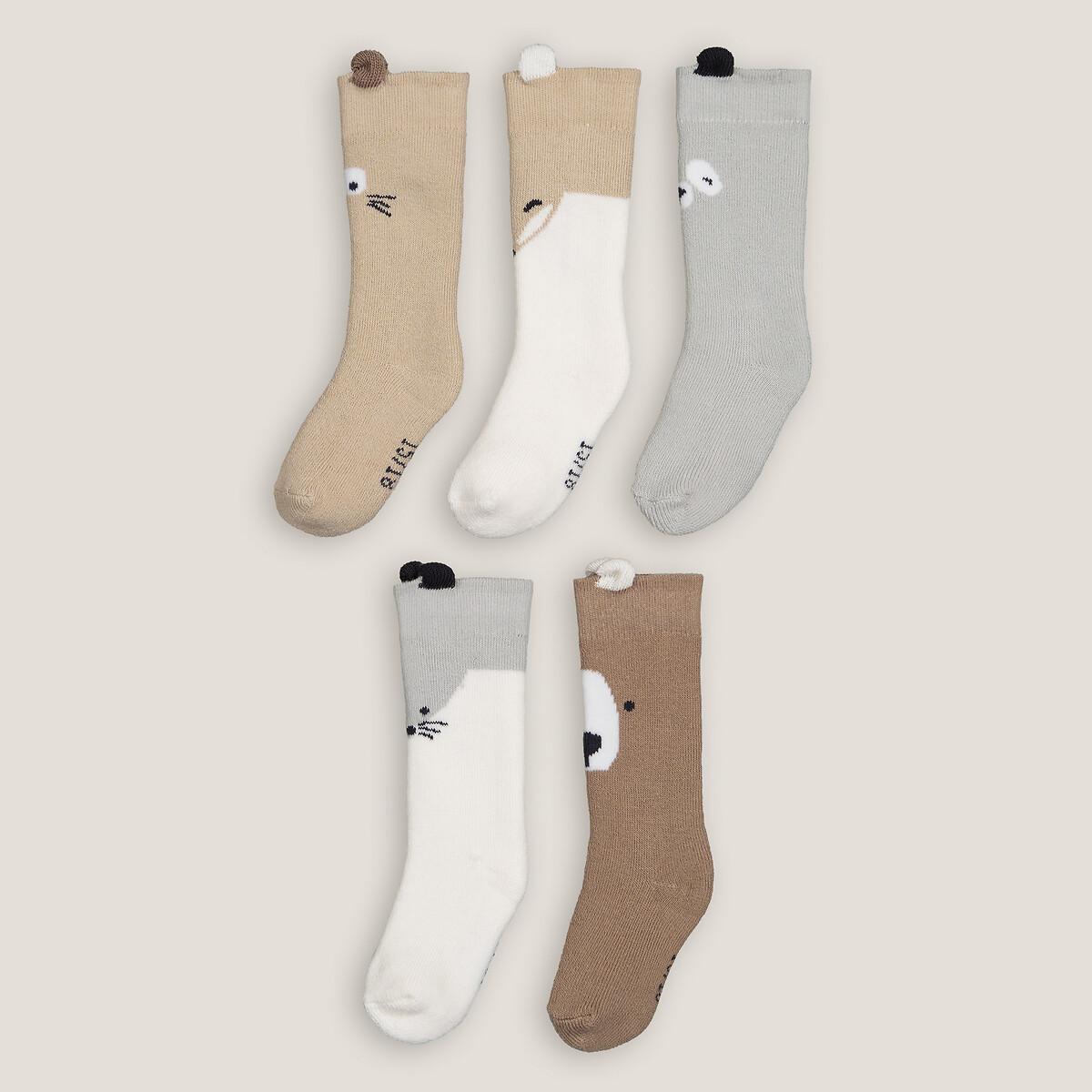 Image of 5 Paar Socken Unisex Weiss Bedruckt 15-18