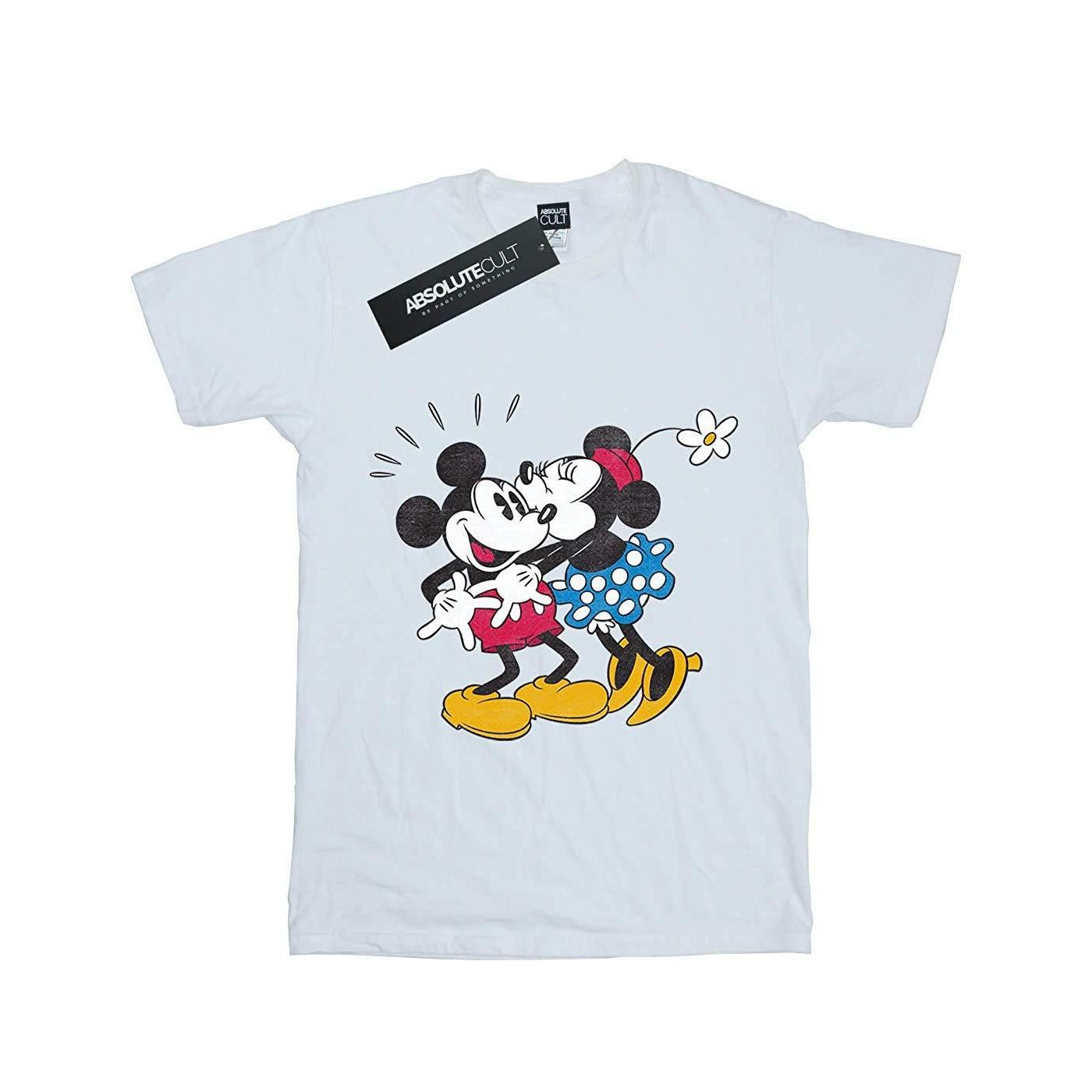 Image of Mickey Mouse Mickey And Minnie Kiss Tshirt Unisex Weiss 128