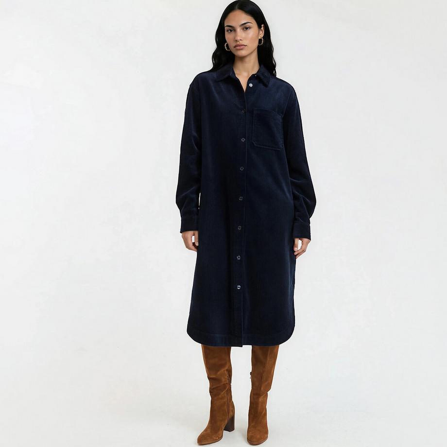 Gerade geschnittenes Cordkleid in Midilänge