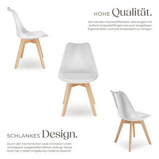 Tectake Set Esszimmerstuhl Frederikke Scandi-Design gepolsterte Sitzfläche, ergonomische Form  