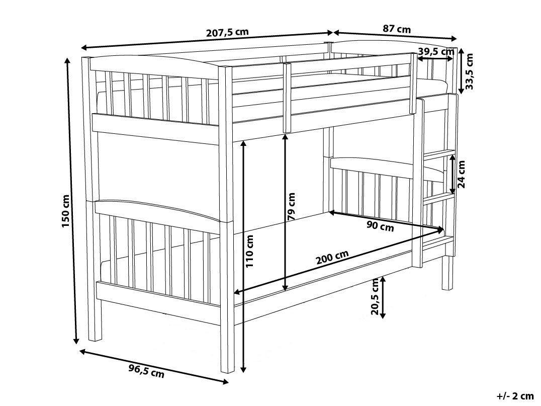 Beliani Hochbett aus Kiefernholz Modern REVIN  