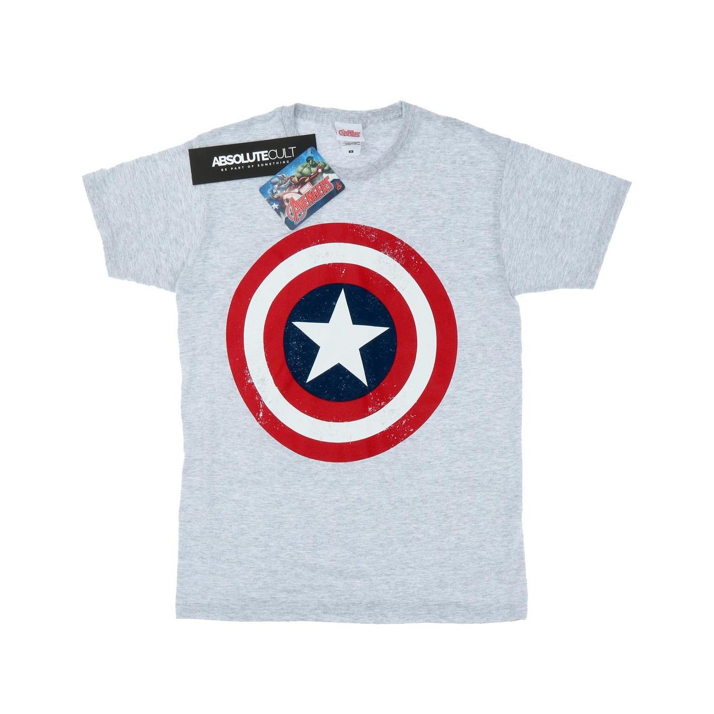 Image of Captain America Distressed Shield Tshirt Herren Grau 3XL