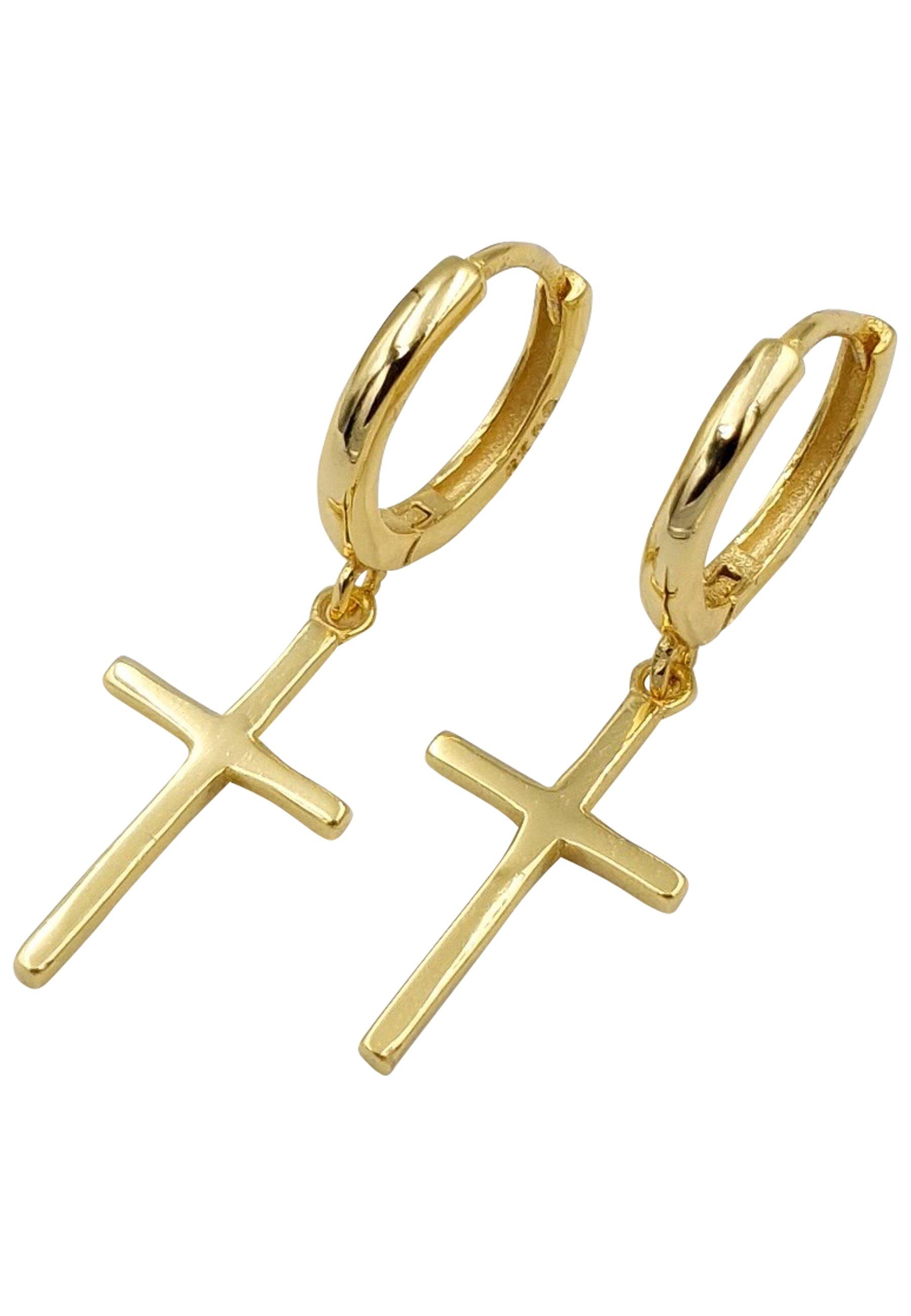 Image of Kreuz Ohrringe Unisex Gelbgold ONE SIZE
