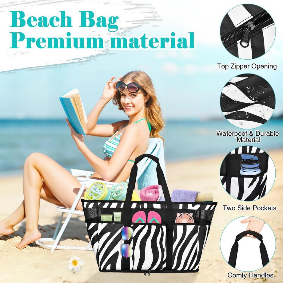 Only-bags.store Grand Sac de Plage Léger Sac de Piscine  