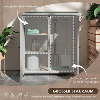 Northio Armoire de jardin, remise à outils en bois, armoire à outils résistante aux intempéries avec 2 portes, maison à outils avec toit en asphalte, armoire à outils pour jardin, terrasse, 110 x 55 x 117 cm, gris clair  