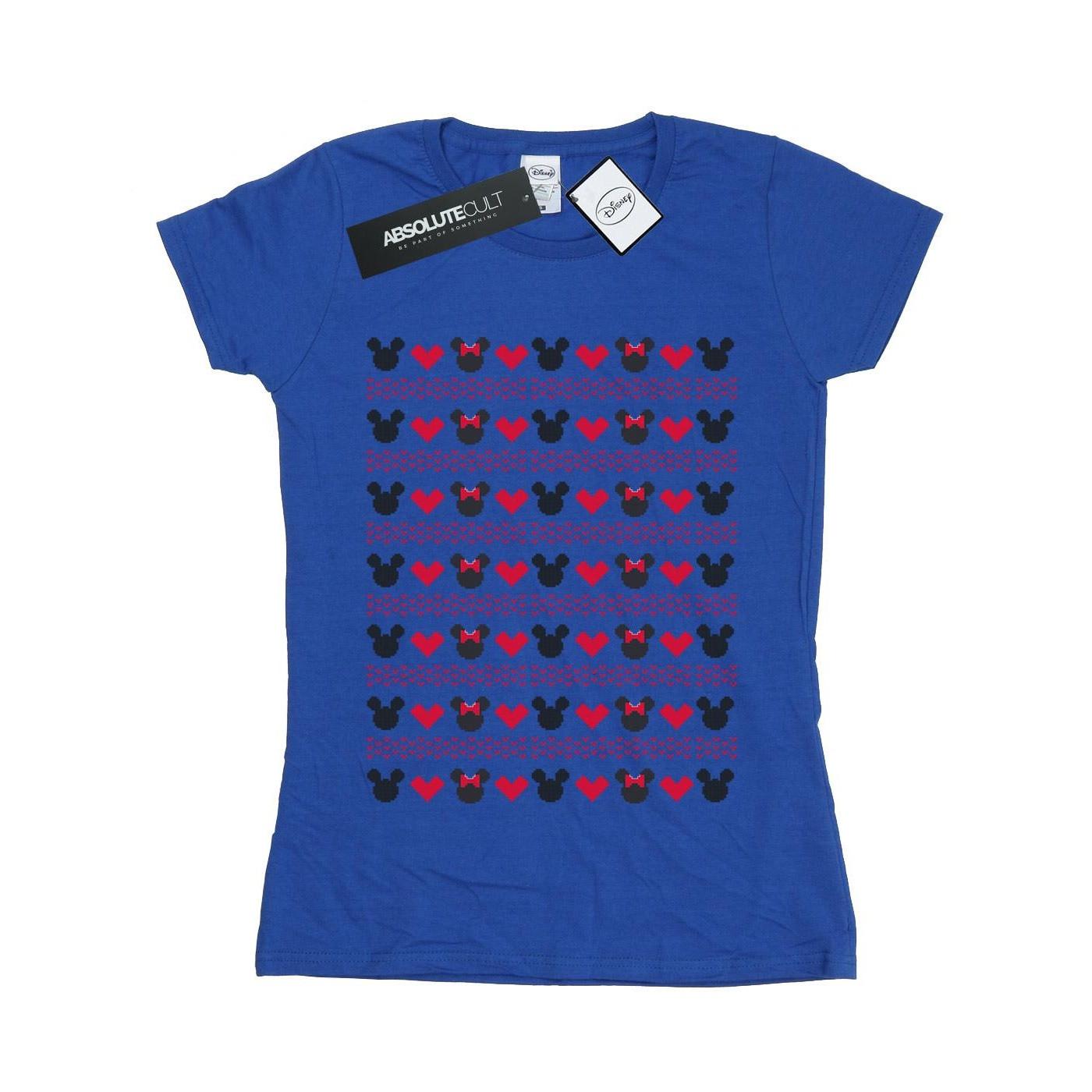 Image of Mickey And Minnie Christmas Hearts Tshirt Damen Königsblau XXL