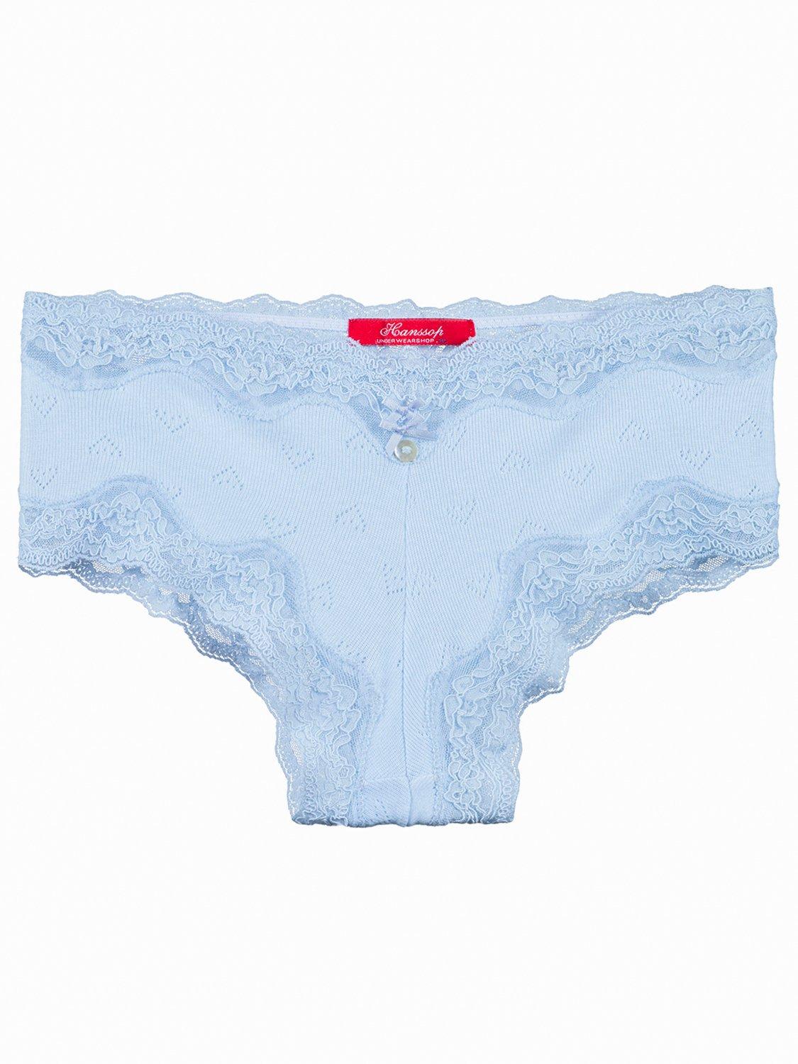 Image of Shorty Unterhose, Elegantes Spitzen-pointelle-herz-design Mädchen Blau 116
