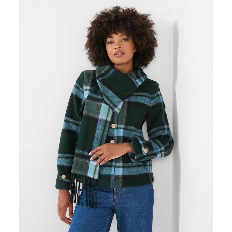 Veste à Carreaux avec Écharpe Amovible
