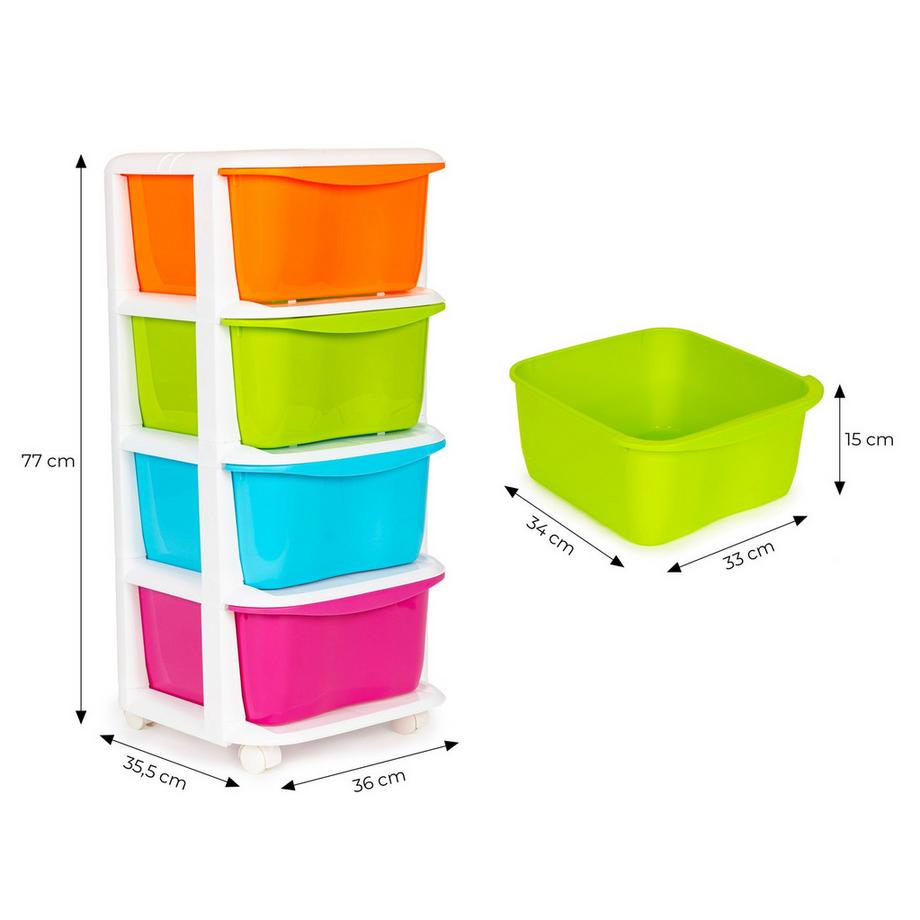 Northix Organisateur de rangement avec 4 tiroirs coulissants en plastique  