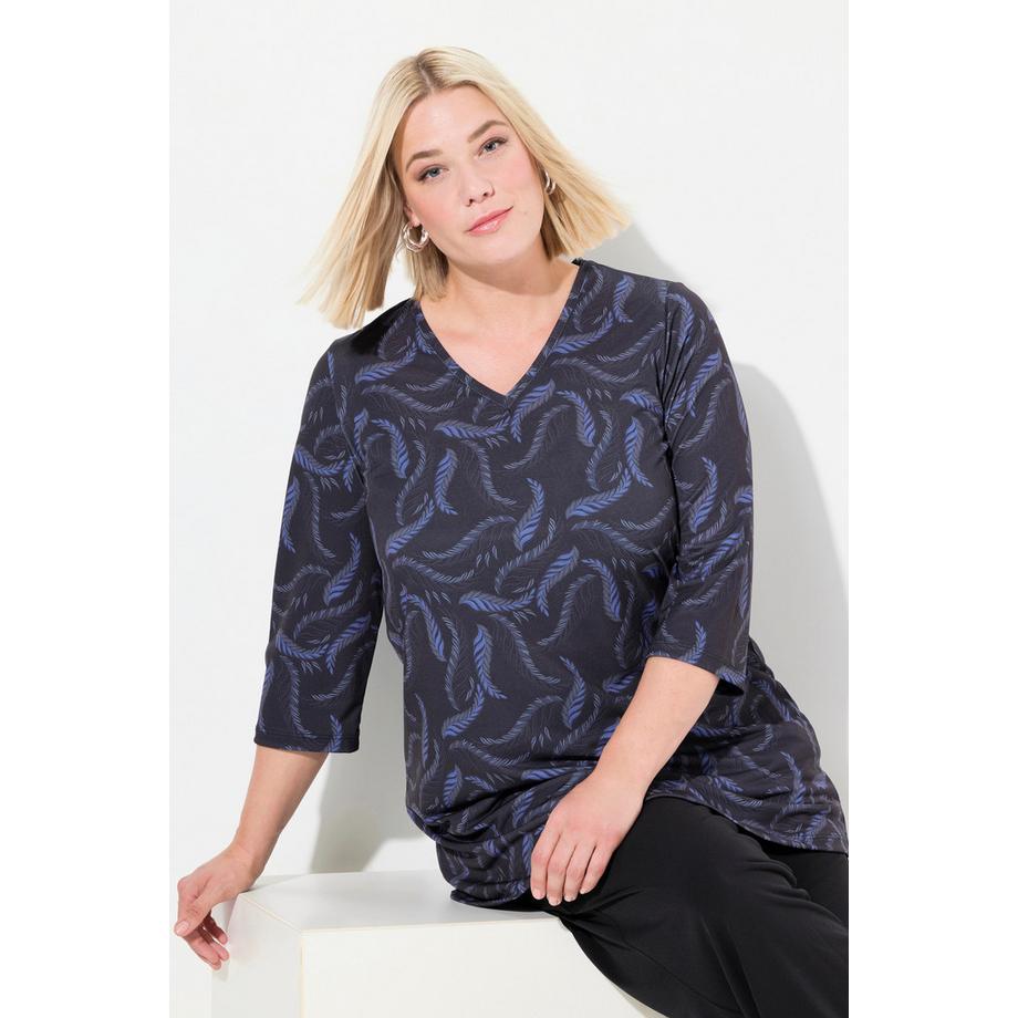 Ulla Popken Grafisches V-Ausschnitt Longshirt  