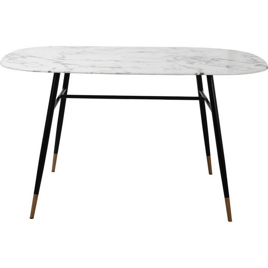 Tavolo da pranzo Nespera in vetro e metallo effetto marmo bianco 140